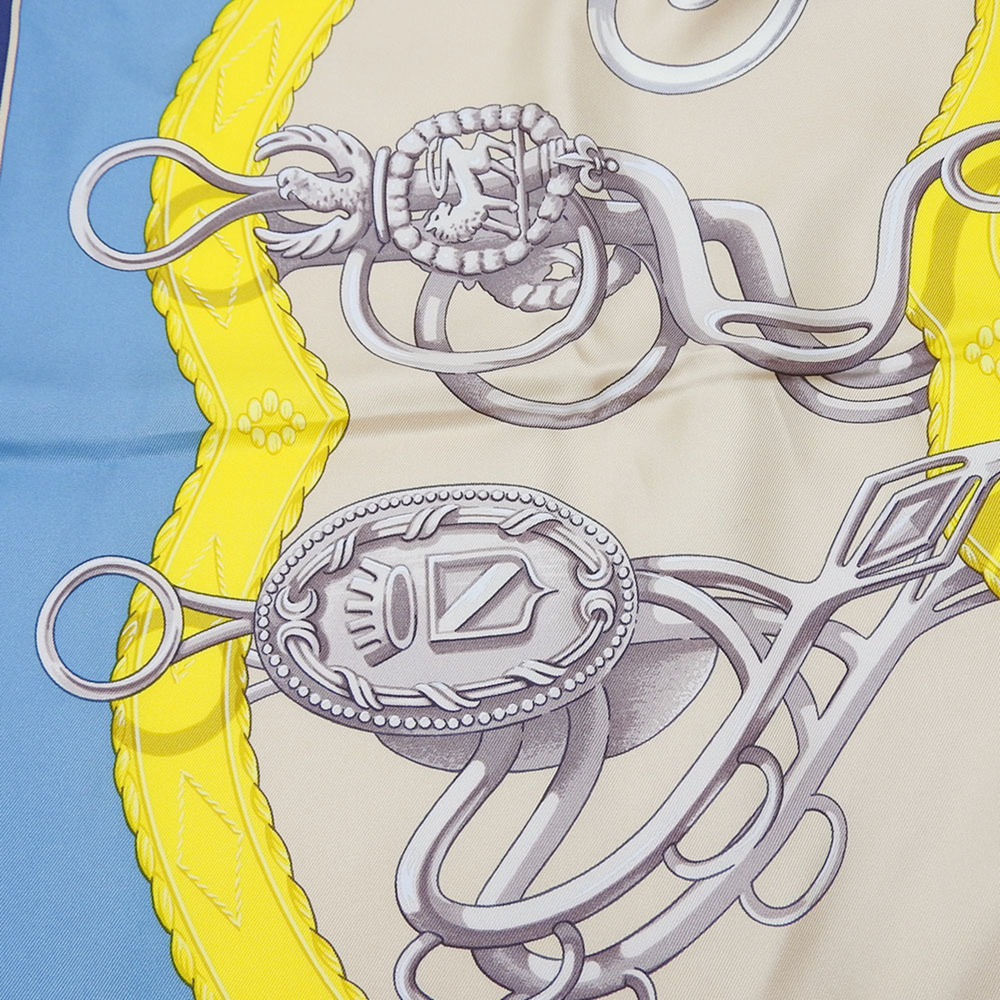 HERMES Authentic Blue Silk Scarf - Picture 6 of 11